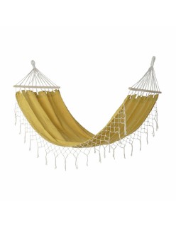 Hamac DKD Home Decor Ocre Polyester Coton Pin Frange (255 x 80 x 28 cm)