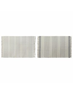 Teppich DKD Home Decor 120 x 180 x 0,75 cm Grau Polyester Weiß Randbereich Boho (2 Stück)
