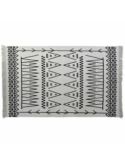 Tapis DKD Home Decor 160 x 250 x 0,7 cm Noir Polyester Coton Blanc Ikat Boho