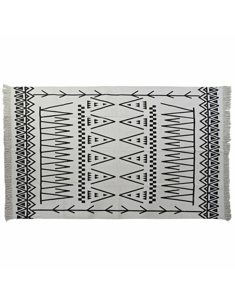 Alfombra DKD Home Decor 160 x 250 x 0,7 cm Negro Poliéster Algodón Blanco Ikat Boho
