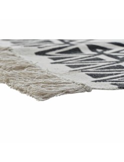 Alfombra DKD Home Decor 160 x 250 x 0,7 cm Negro Poliéster Algodón Blanco Ikat Boho