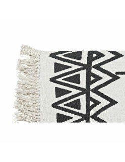 Alfombra DKD Home Decor 160 x 250 x 0,7 cm Negro Poliéster Algodón Blanco Ikat Boho