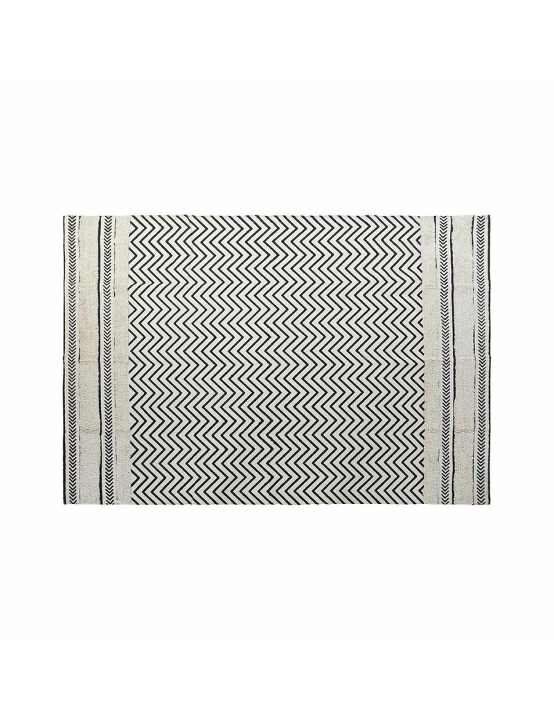 Teppich DKD Home Decor Schwarz Zick-Zack Weiß (120 x 180 x 0,7 cm)
