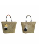 Sac de plage DKD Home Decor Orange Naturel Blue marine Fibre 49 x 18 x 37 cm (2 Unités)