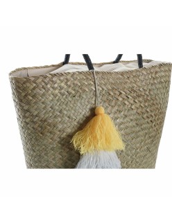 Sac de plage DKD Home Decor Orange Naturel Blue marine Fibre 49 x 18 x 37 cm (2 Unités)