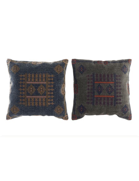 Cushion DKD Home Decor Blue Orange Arab 50 x 10 x 50 cm (2 Units) Cushion DKD Home Decor Blue Orange Arab 50 x 10 x 50 cm (2 Units)