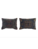 Kissen DKD Home Decor Blau Orange karriert Araber 50 x 10 x 35 cm (2 Stück)