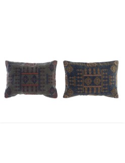 Cuscino DKD Home Decor Azzurro Arancio Quadrato Arabo 50 x 10 x 35 cm (2 Unità)