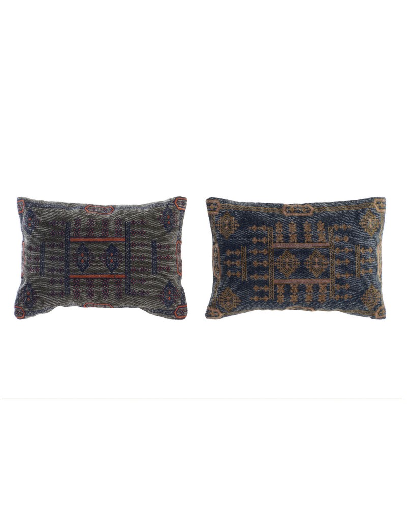 Kissen DKD Home Decor Blau Orange karriert Araber 50 x 10 x 35 cm (2 Stück)