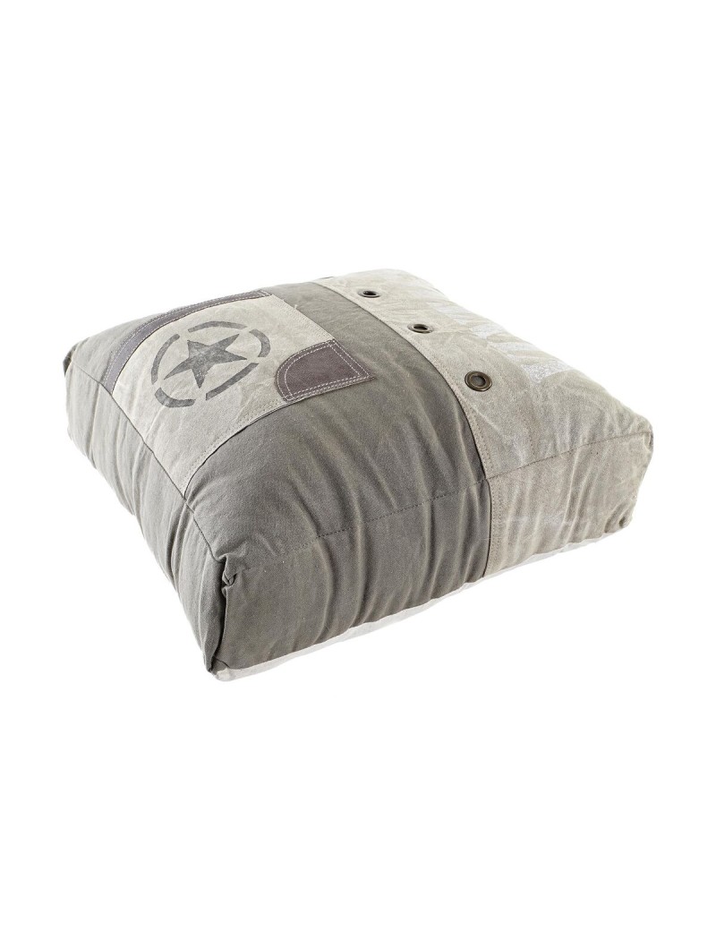 Cuscino DKD Home Decor Da terreno Beige Marrone Poliestere Cotone Pelle Stella Alluminio Vintage (50 x 14 x 50 cm)