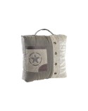 Cuscino DKD Home Decor Da terreno Beige Marrone Poliestere Cotone Pelle Stella Alluminio Vintage (50 x 14 x 50 cm)