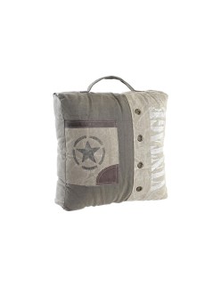 Cuscino DKD Home Decor Da terreno Beige Marrone Poliestere Cotone Pelle Stella Alluminio Vintage (50 x 14 x 50 cm)
