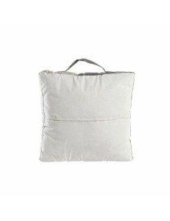 Cuscino DKD Home Decor Da terreno Beige Marrone Poliestere Cotone Pelle Stella Alluminio Vintage (50 x 14 x 50 cm)