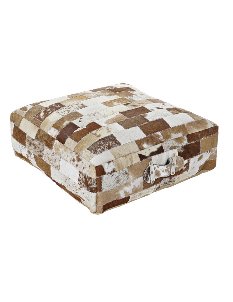 Cuscino DKD Home Decor Da terreno Poliestere Pelle Alluminio Multicolore Coloniale (60 x 60 x 20 cm)