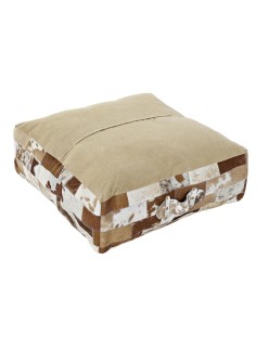 Cuscino DKD Home Decor Da terreno Poliestere Pelle Alluminio Multicolore Coloniale (60 x 60 x 20 cm)