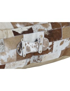 Cuscino DKD Home Decor Da terreno Poliestere Pelle Alluminio Multicolore Coloniale (60 x 60 x 20 cm)