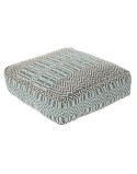Cuscino DKD Home Decor Da terreno Righe Azzurro Poliestere Cotone Bianco Verde Boho (60 x 60 x 25 cm)