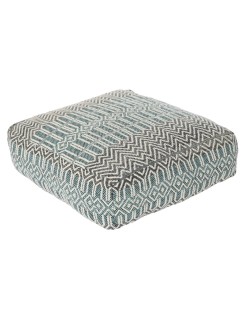 Cuscino DKD Home Decor Da terreno Righe Azzurro Poliestere Cotone Bianco Verde Boho (60 x 60 x 25 cm)