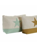 Trousse de toilette DKD Home Decor Naturel Menthe Étoile Moutarde méditerranéen (25 x 6,5 x 16 cm) (2 Unités)