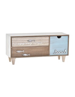 Scatola-Portagioie DKD Home Decor Marrone Turchese Legno 34 x 13 x 16 cm