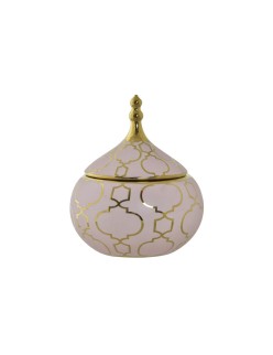 Scatola-Portagioie DKD Home Decor Rosa Dorato Porcellana 14 x 14 x 17 cm