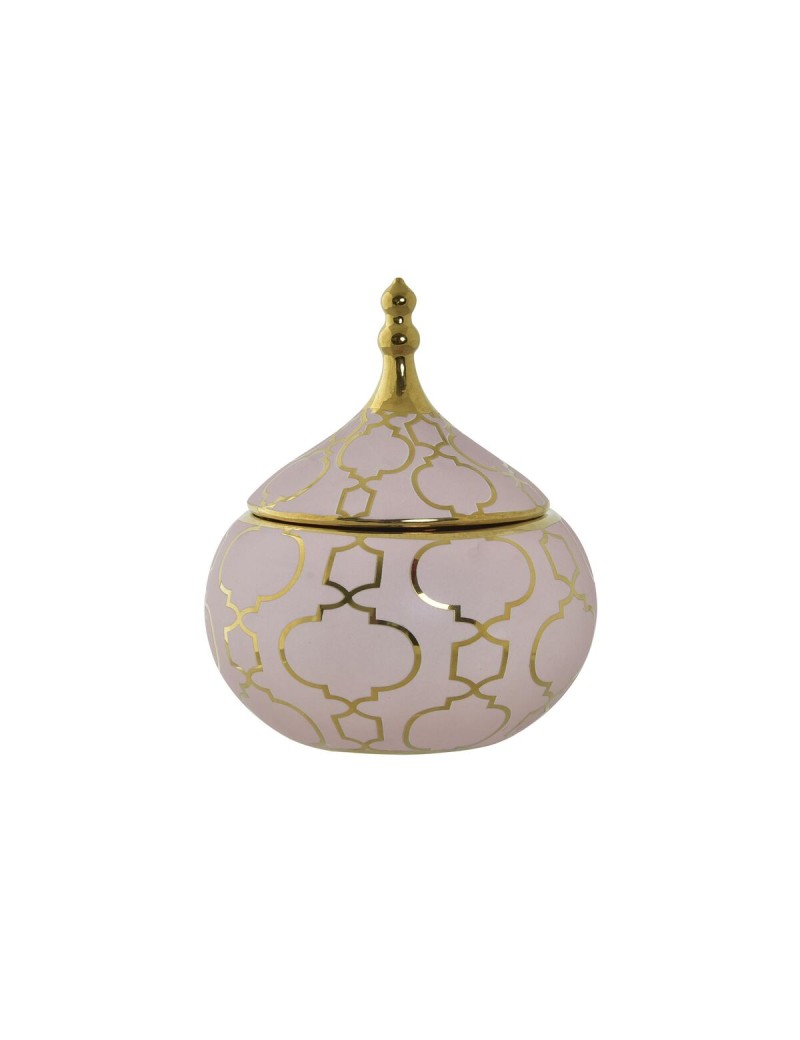 Boîte à bijoux DKD Home Decor Rose Doré Porcelaine 14 x 14 x 17 cm