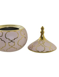 Boîte à bijoux DKD Home Decor Rose Doré Porcelaine 14 x 14 x 17 cm