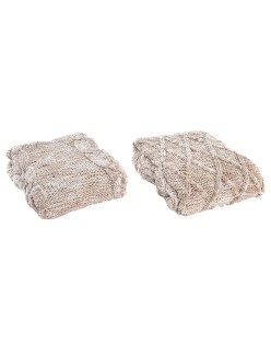 Decke DKD Home Decor 150 x 125 x 1 cm Hellrosa (2 Stück)