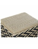 Cesto per i Panni DKD Home Decor Naturale Nero Poliestere Coloniale Fibra (43 x 32 x 50,5 cm)