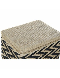 Cesto per i Panni DKD Home Decor Naturale Nero Poliestere Coloniale Fibra (43 x 32 x 50,5 cm)