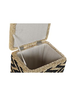 Cesto per i Panni DKD Home Decor Naturale Nero Poliestere Coloniale Fibra (43 x 32 x 50,5 cm)