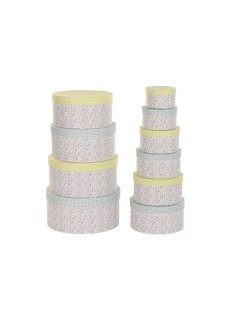 Set di Scatole per Sistemare Impilabili DKD Home Decor Verde Giallo Multicolore Cartone (37,5 x 37,5 x 18 cm)