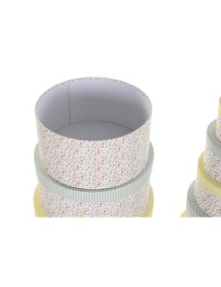 Set di Scatole per Sistemare Impilabili DKD Home Decor Verde Giallo Multicolore Cartone (37,5 x 37,5 x 18 cm)