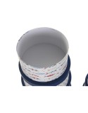 Set di Scatole per Sistemare Impilabili DKD Home Decor Marino Righe Bianco Blu Marino Cartone (37,5 x 37,5 x 18 cm)