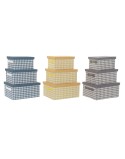 Set di Scatole per Sistemare Impilabili DKD Home Decor Grigio Azzurro Giallo 40 x 30 x 20 cm