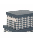 Set di Scatole per Sistemare Impilabili DKD Home Decor Grigio Azzurro Giallo 40 x 30 x 20 cm