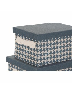 Set di Scatole per Sistemare Impilabili DKD Home Decor Grigio Azzurro Giallo 40 x 30 x 20 cm