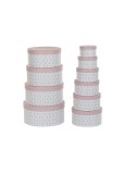 Set of Stackable Organising Boxes DKD Home Decor Circular Pink Cardboard