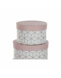 Set di Scatole per Sistemare Impilabili DKD Home Decor Rotondo Rosa Cartone