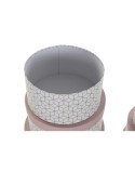 Set di Scatole per Sistemare Impilabili DKD Home Decor Rotondo Rosa Cartone