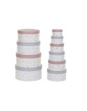 Set di Scatole per Sistemare Impilabili DKD Home Decor Fiori Righe Azzurro Lilla Bianco Multicolore Cartone (37,5 x 37,5 x 18 cm