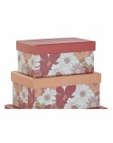 Set di Scatole per Sistemare Impilabili DKD Home Decor Fucsia Bianco Pesca Cartone (43,5 x 33,5 x 15,5 cm)