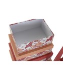 Set di Scatole per Sistemare Impilabili DKD Home Decor Fucsia Bianco Pesca Cartone (43,5 x 33,5 x 15,5 cm)