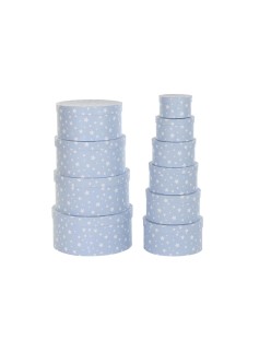 Jeu de Caisses de Rangement Empilables DKD Home Decor Rond Etoiles Enfant Carton