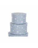 Jeu de Caisses de Rangement Empilables DKD Home Decor Rond Etoiles Enfant Carton