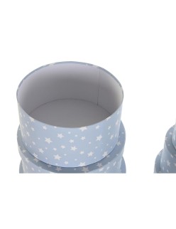 Jeu de Caisses de Rangement Empilables DKD Home Decor Rond Etoiles Enfant Carton