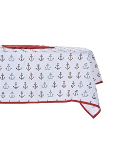 Conjunto de toalhas de mesa DKD Home Decor Azul Branco Vermelho 150 x 150 x 0,5 cm (2 Unidades)