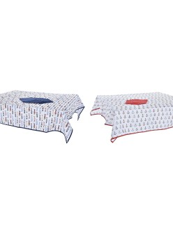 Conjunto de toalhas de mesa DKD Home Decor Azul Branco Vermelho 150 x 150 x 0,5 cm (2 Unidades)