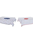 Conjunto de toalhas de mesa DKD Home Decor 150 x 250 x 0,5 cm Vermelho Azul Branco (2 Unidades)