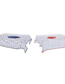 Conjunto de toalhas de mesa DKD Home Decor 150 x 250 x 0,5 cm Vermelho Azul Branco (2 Unidades)